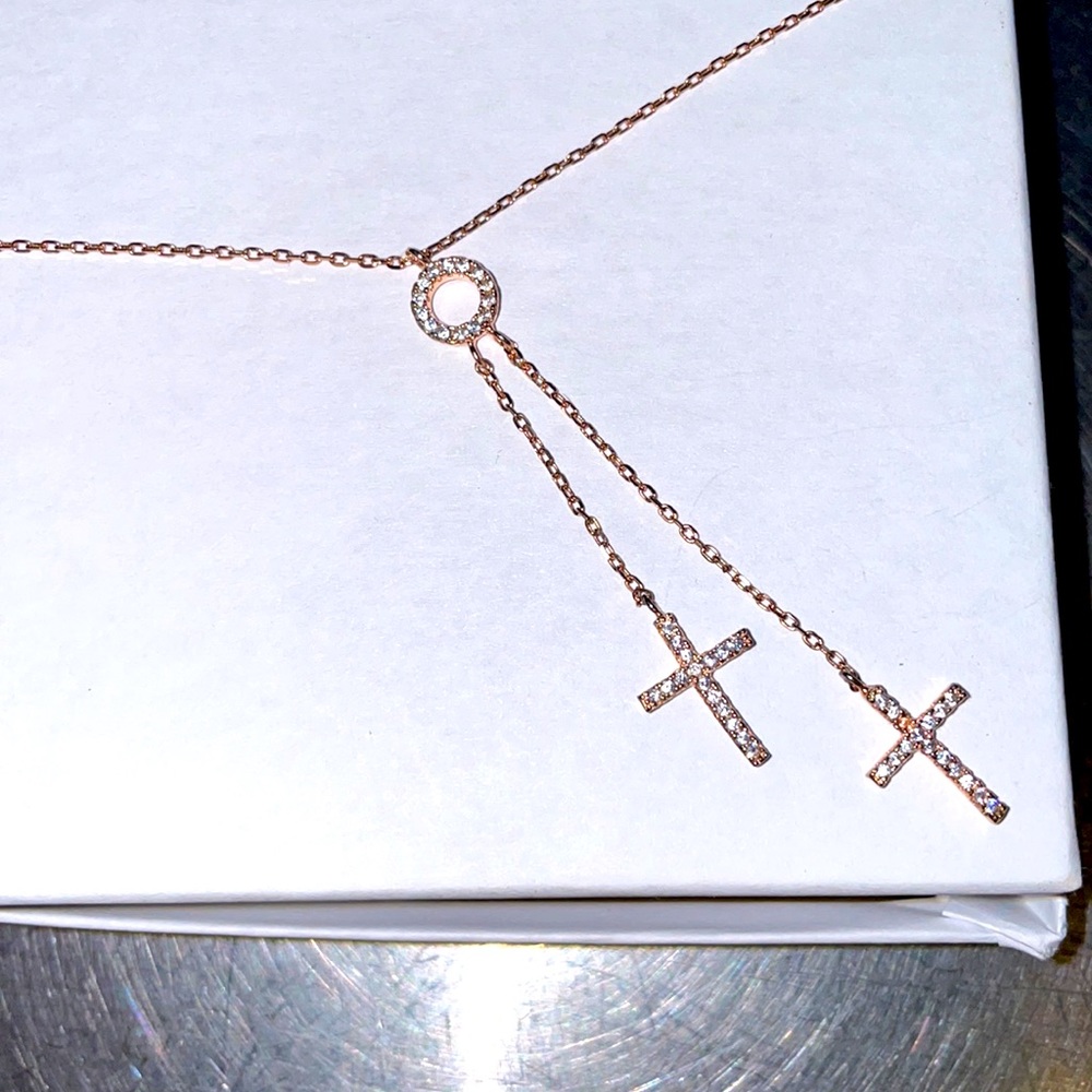 Rose gold cross necklace